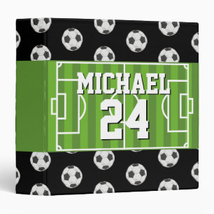 Soccer Pattern Player Name Jersey Sports 3 Ring Binder