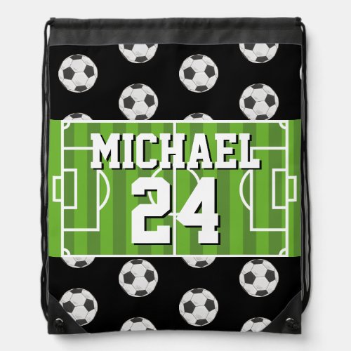 Soccer Pattern Player Name Jersey Sports Drawstring Bag