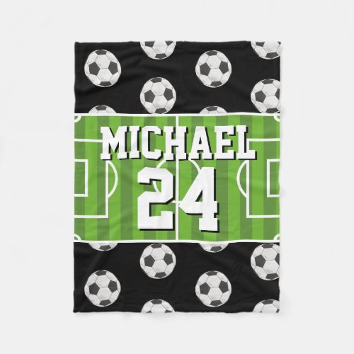 Soccer Pattern Player Name Jersey Sports Fleece Blanket