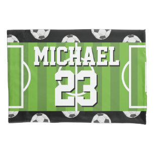 Soccer Pattern Player Name Jersey Sports Pillow Case