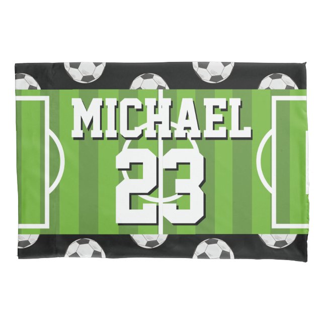 Soccer Pattern Player Name Jersey Sports Pillow Case (Front)