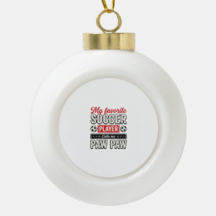 Soccer Paw Paw Vintage Player Grandpa Shirt Design Ceramic Ball Christmas Ornament