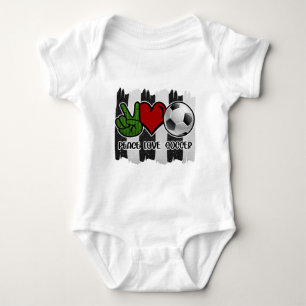 Soccer Peace and Love Baby Bodysuit