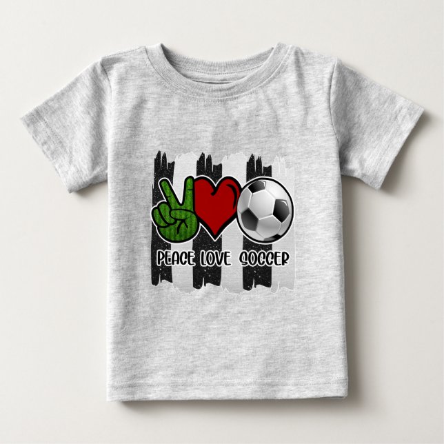 Soccer Peace and Love Baby T-Shirt (Front)