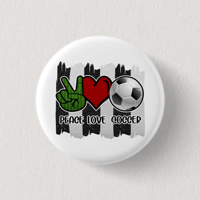Soccer Peace and Love Button (Front)