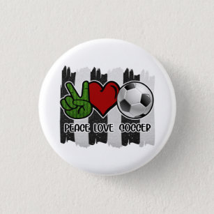 Soccer Peace and Love Button