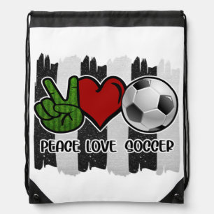 Soccer Peace and Love Drawstring Bag