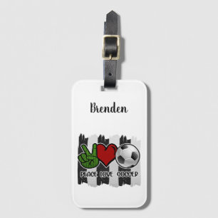 Soccer Peace and Love Luggage Tag