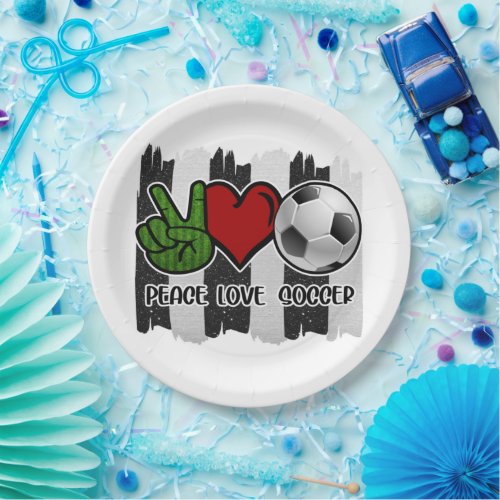 Soccer Peace and Love Paper Plates