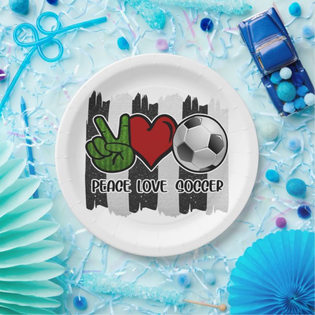 Soccer Peace and Love Paper Plates (Party)