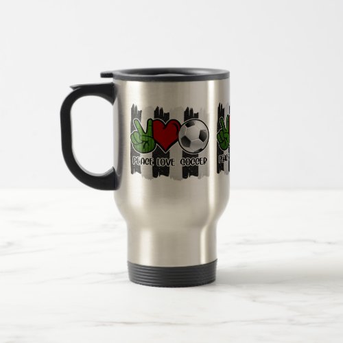 Soccer Peace and Love Travel Mug