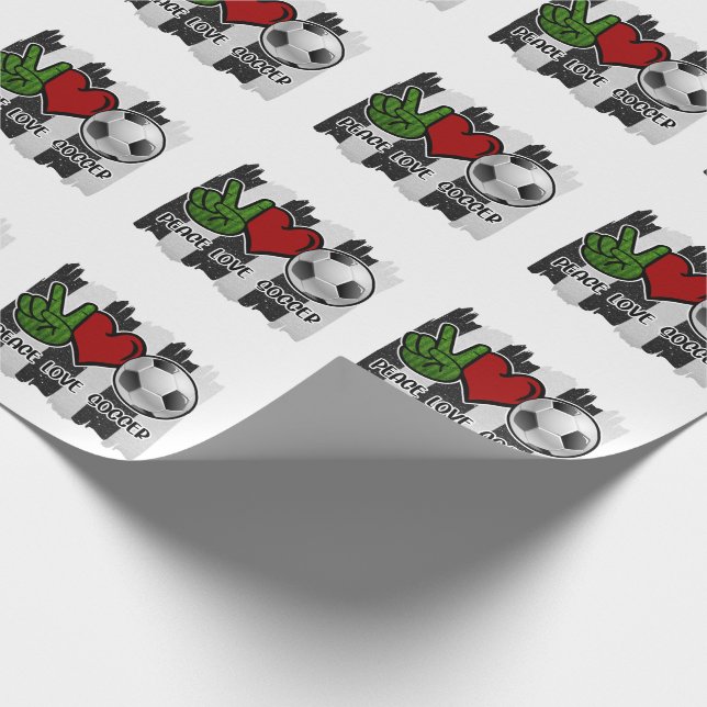 Soccer Peace and Love Wrapping Paper (Corner)