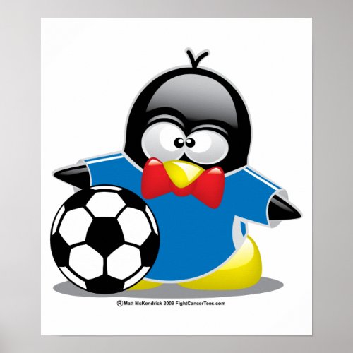 Soccer Penguin Poster