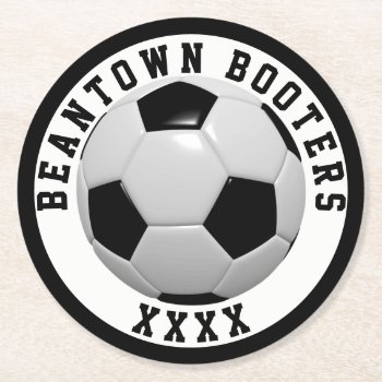 Soccer Personalize Round Paper Coaster by BostonRookie at Zazzle