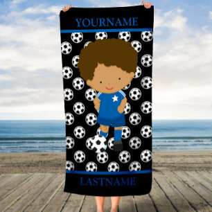 Soccer Personalized Name Kids Beach Towel