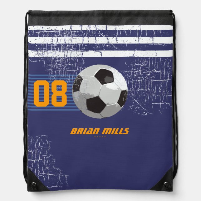 soccer personalized number & name drawstring bag (Front)