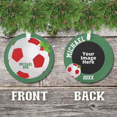 Soccer Personalized Photo Christmas Ornament