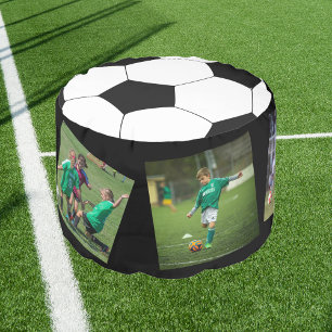 Soccer Photo Collage Round Pouf