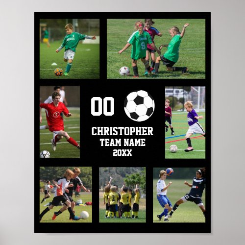 Soccer photo collage team name poster