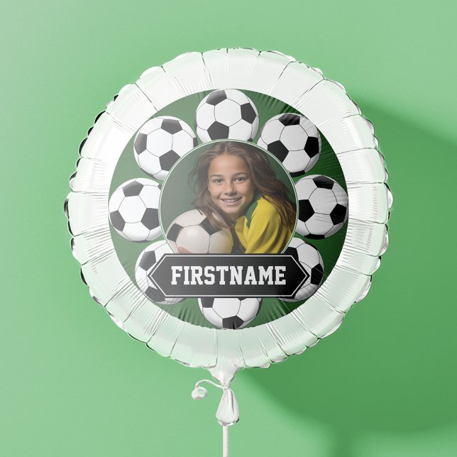 Soccer Photo for team or player - green Balloon (Personalized Balloon with sports theme)