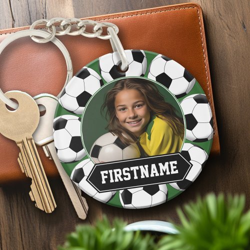 Soccer Photo for team or player _ green Keychain