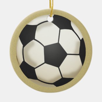 Soccer Photo Keepsake Gold Ceramic Ornament by tshirtmeshirt at Zazzle