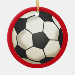 Soccer Photo Keepsake Red Ceramic Ornament