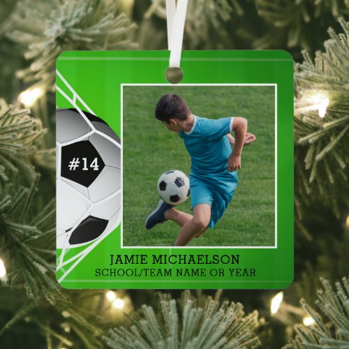 Soccer Photo Personalized Keepsake Metal Ornament