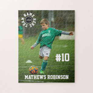 Soccer Photo Player Name Team Number and Logo Jigsaw Puzzle