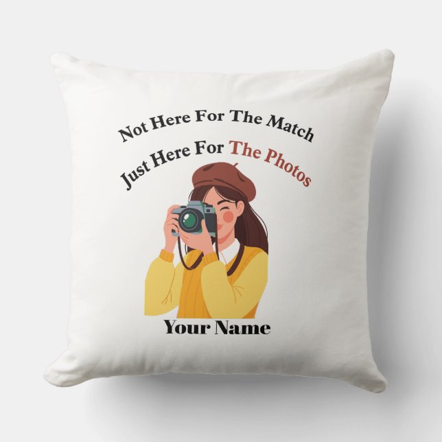 Soccer Photographer Personalized Throw Pillow (Front)