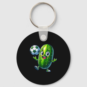 Soccer pickle mascot cute cartoon football humor keychain