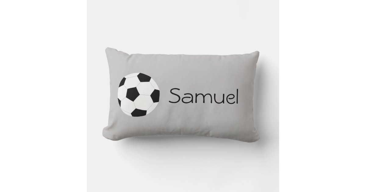Soccer Pillow: Gray Lumbar Pillow | Zazzle