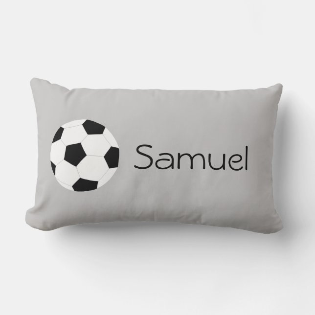 Soccer Pillow: Gray Lumbar Pillow (Front)