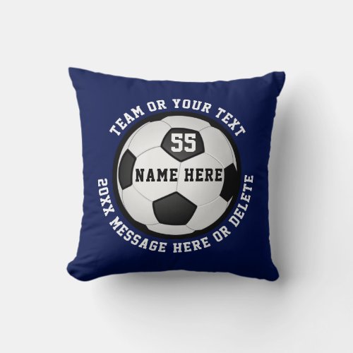 Soccer Pillow Navy Blue and White or Your COLORS