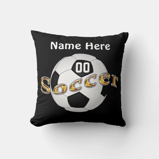 Soccer Pillow with Your NAME, NUMBER, Team COLORS (Front)