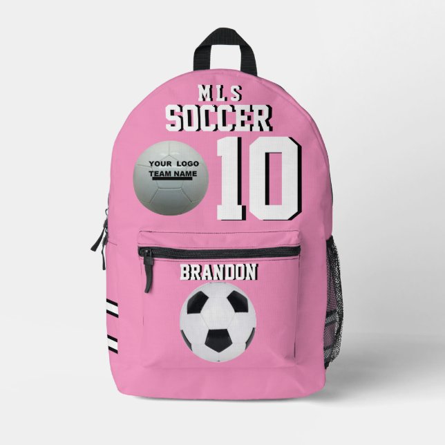 soccer pink backpacks pink personalized player gol (Front)