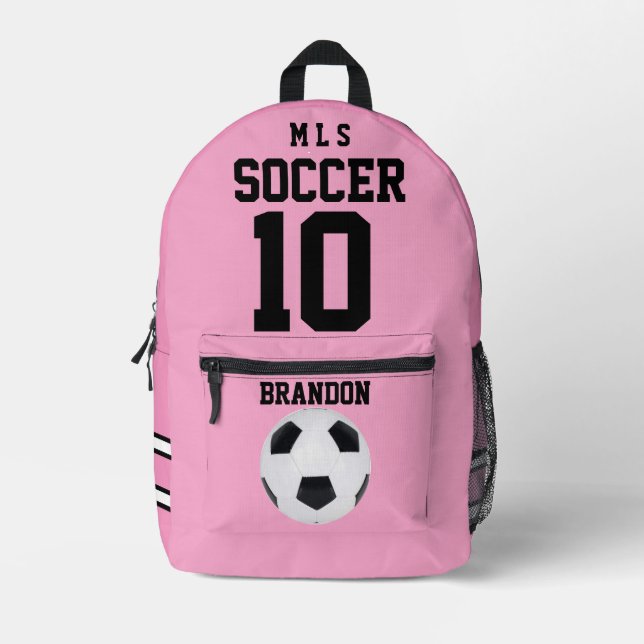 soccer pink backpacks rose personalized player gol (Front)