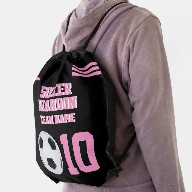 soccer pink Drawstring Backpack personalized sport (Insitu)