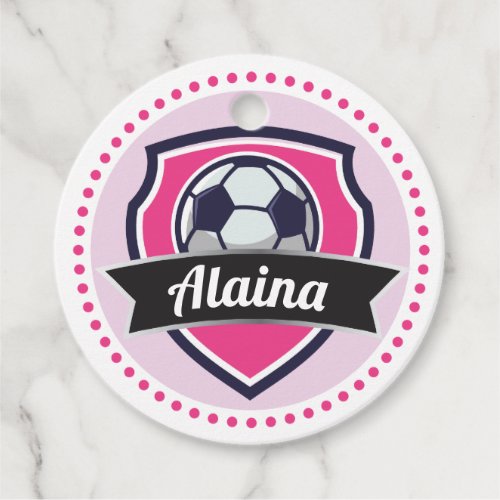 Soccer Pink Girls Name Birthday Party Tags