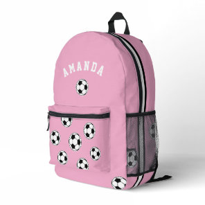 Soccer Pink Personalized Kids Back to School Printed Backpack