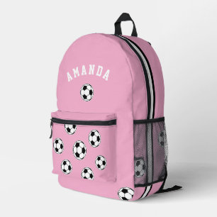 Soccer Pink Personalized Kids Back to School Printed Backpack