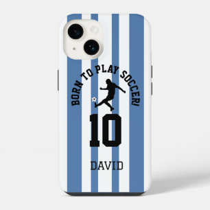 Soccer Pinstripe Jersey Number Design iPhone 14 Case