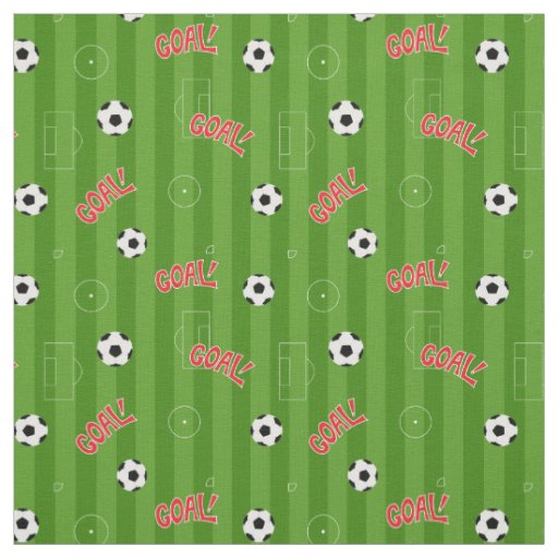 Soccer Pitch Goal and Green Stripes Fabric