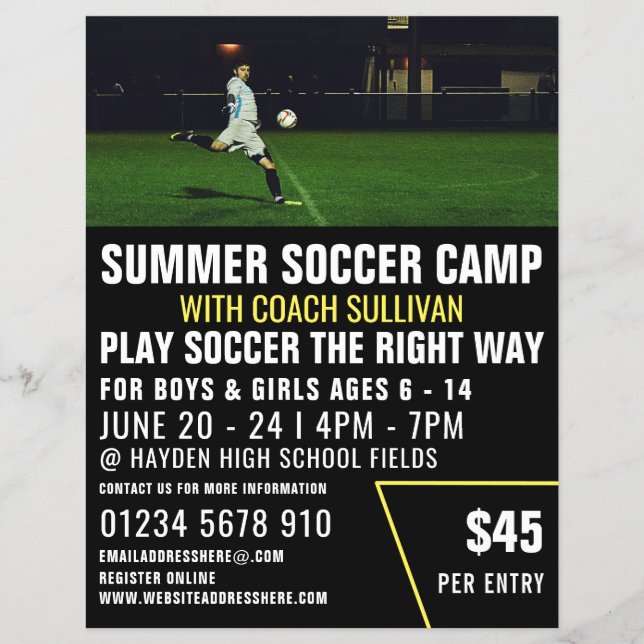 Soccer Pitch, Soccer Camp Advertising Flyer (Front)