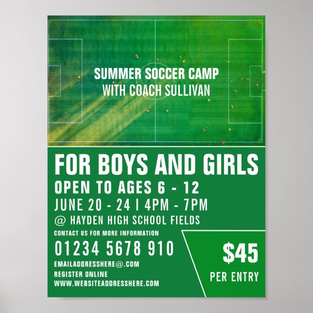 Soccer Pitch, Soccer Camp Advertising Poster (Front)