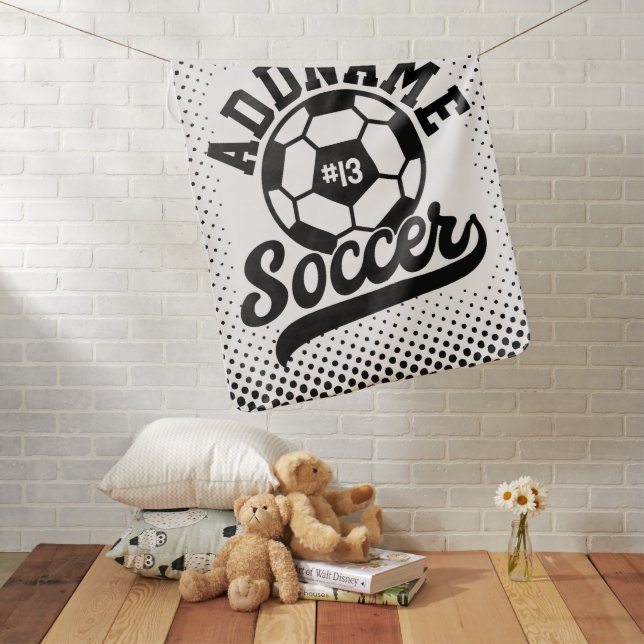 Soccer Player ADD NAME Football Team Personalized Baby Blanket (In Situ)