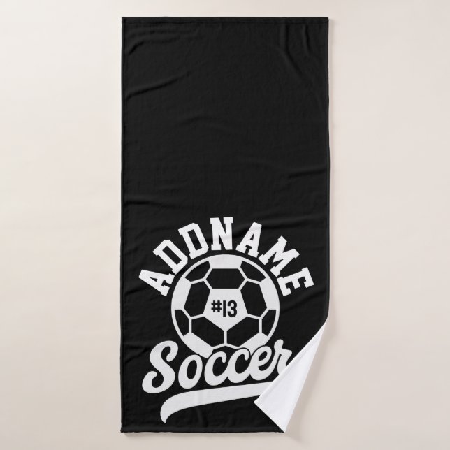 Soccer Player ADD NAME Football Team Personalized Bath Towel Set (Bath Towel)