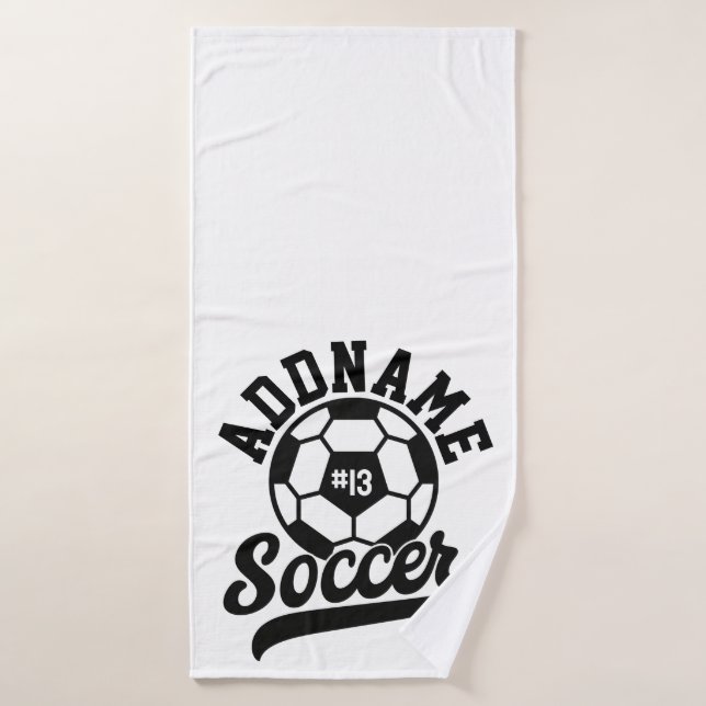 Soccer Player ADD NAME Football Team Personalized Bath Towel Set (Bath Towel)