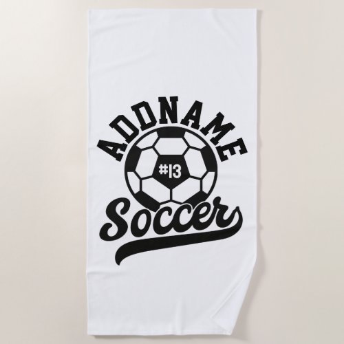 Soccer Player ADD NAME Football Team Personalized Beach Towel