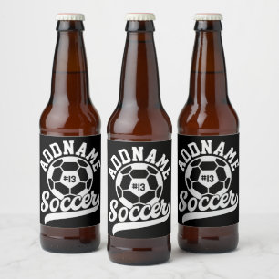 Soccer Player ADD NAME Football Team Personalized Beer Bottle Label